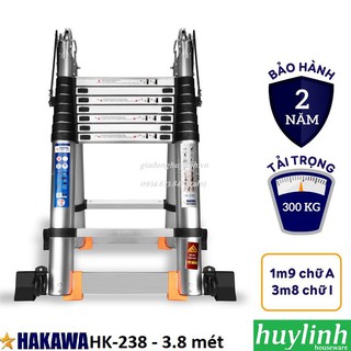 FREESHIP Thang nhôm rút đôi chữ A Hakawa HK-238 - 3.8 mét