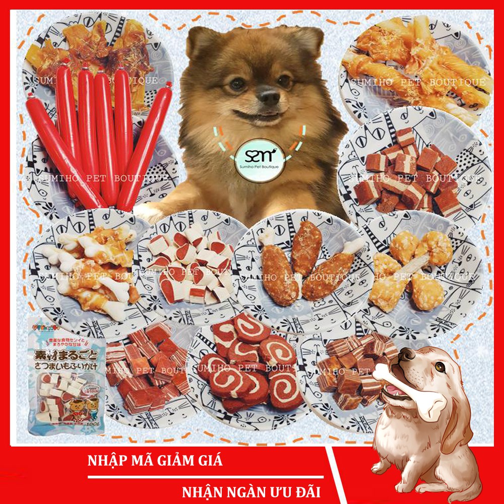Bánh thưởng cho chó Sumiho (Nhiều hương vị) (100gr/túi) Đồ ăn cho chó mèo thú cưng