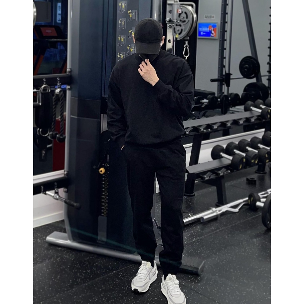 Bộ Thể Thao Nam Trơn Cổ Tròn Thu Đông Hàng Xuất Khẩu Cao Cấp, Chất Nỉ Siêu Mịn Co Giãn 4 Chiều Thoải Mái Mã GAREMSTORE