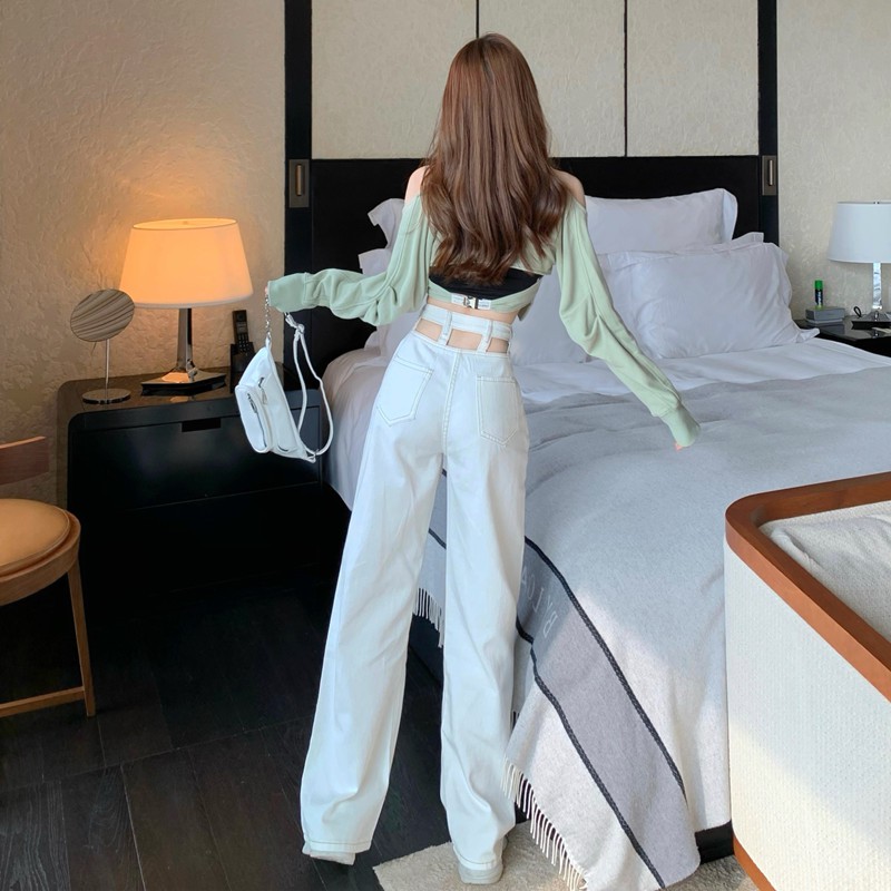 [Mã WAMT1505 giảm 10K đơn 0K] (ORDER) Áo nỉ croptop+ quần cạp cao ống suông | BigBuy360 - bigbuy360.vn