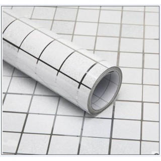 Decal dán bếp họa tiết ô vuông trắng