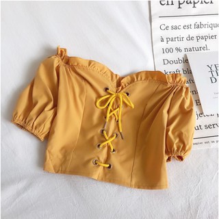 [Mã Fashion10 Giảm 10K đơn 50K] Áo Cro-top nữ đan dây cá tính