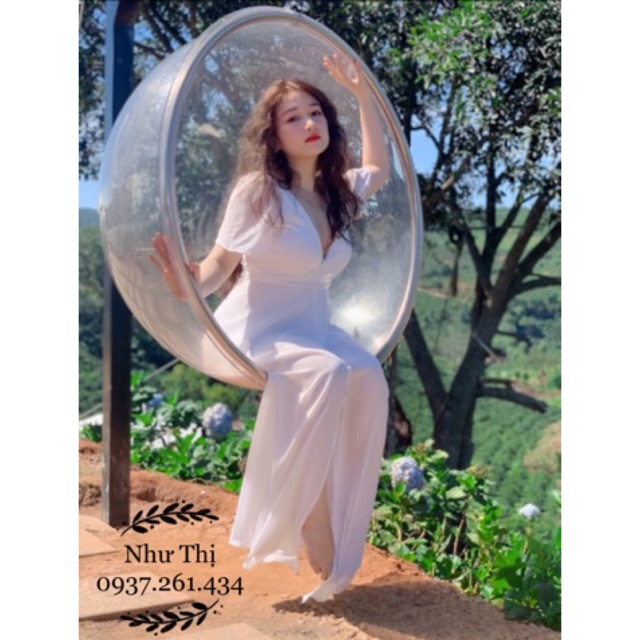 (free chỉnh sửa váy) maxi voan vàng xoắn eo xẻ tà, maxi xẻ đùi, maxi hot trend | BigBuy360 - bigbuy360.vn