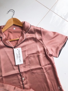 bộ nữ pijama lửng lụa chạy viền