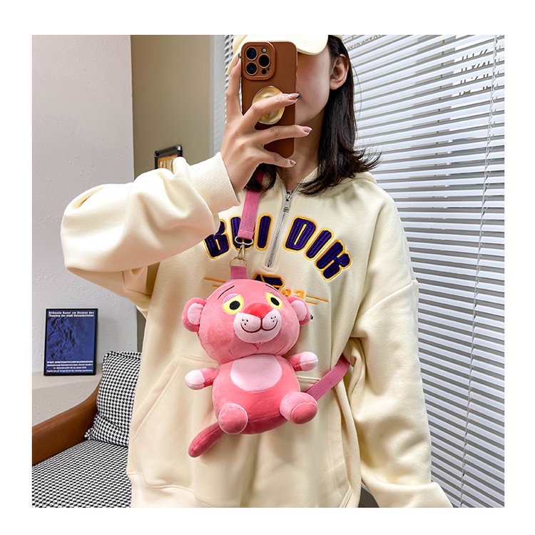 Túi Đeo Chéo Hình Thú Nhồi Bông Báo Hồng Dễ Thương Thời Trang Cho Nữ