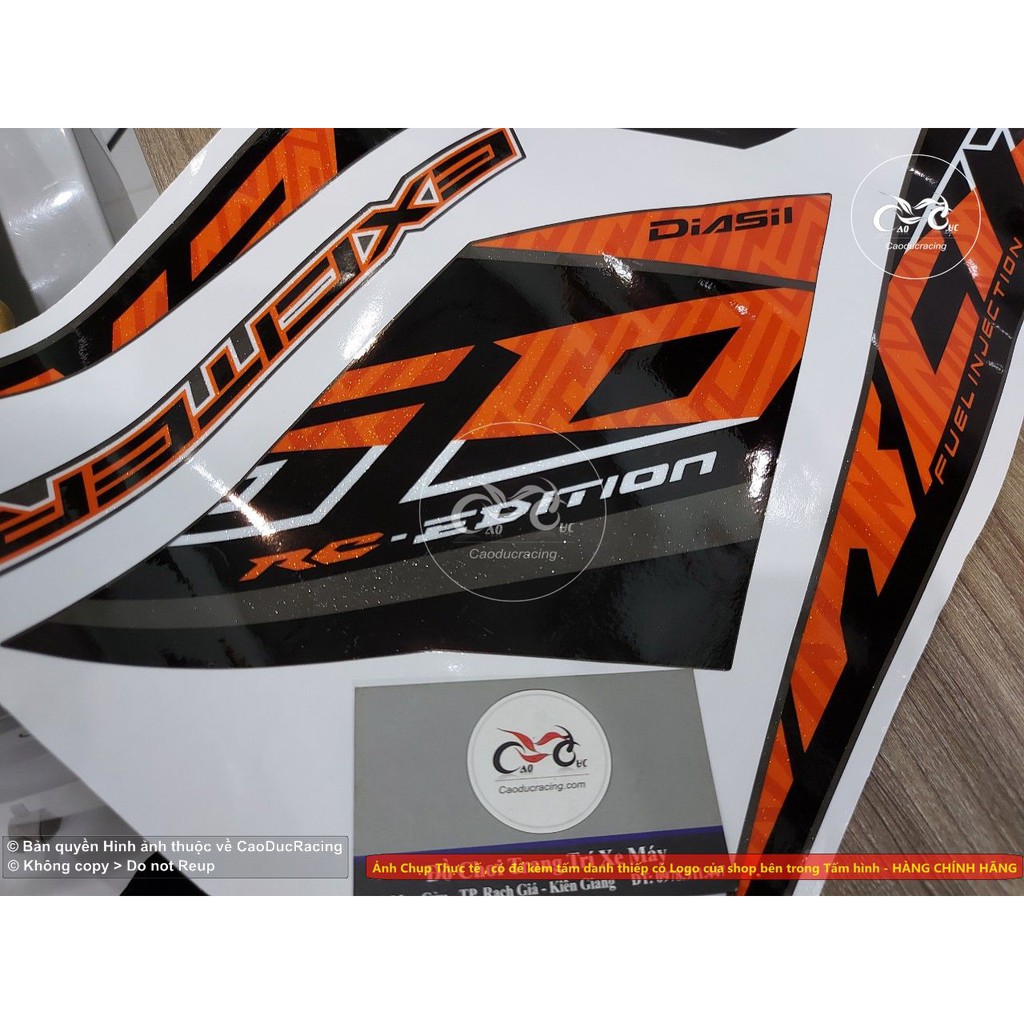 Tem Camay EX150 XÁM CAM (Tem rời chất tem zin có kim tuyến lấp lánh) bao bay màu trong 5 năm dành cho EXCITER 150