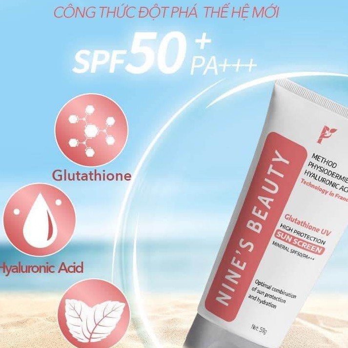 Kem Chống Nắng Sinh Học SPF 50+++ Dưỡng Ẩm Làm Trắng Mờ Nám Sáng Da Nines Beauty