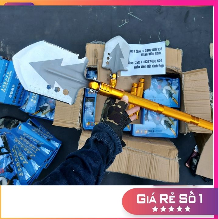 Bộ Xẻng Đa Năng Quân Dụng Cao Cấp gấp gọn bỏ ba lô túi xách tiện lợi đi du lịch dã ngoại lên rừng