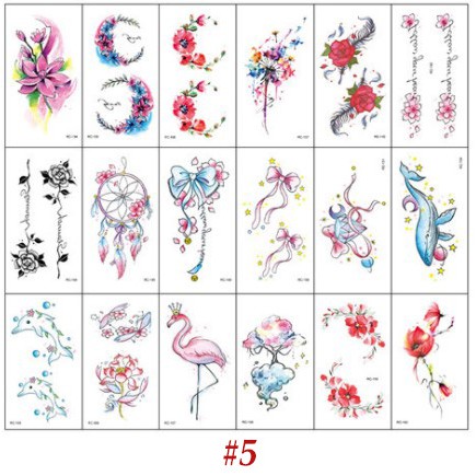 Set 18 Bảng Xăm Dán Mini Tattoo Họa Tiết Đa Dạng Dễ Thương - Hình Xăm Sang Chảnh Hàn Quốc