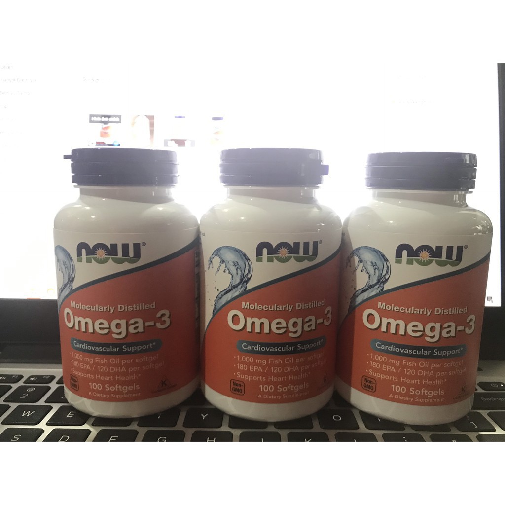 Viên Bổ Sung Giúp Đep Da Chống Lão Hóa Sáng Mắt Dầu Cá Omega3 Fish Oil NOW Omega 3 100 Viên Từ Mỹ