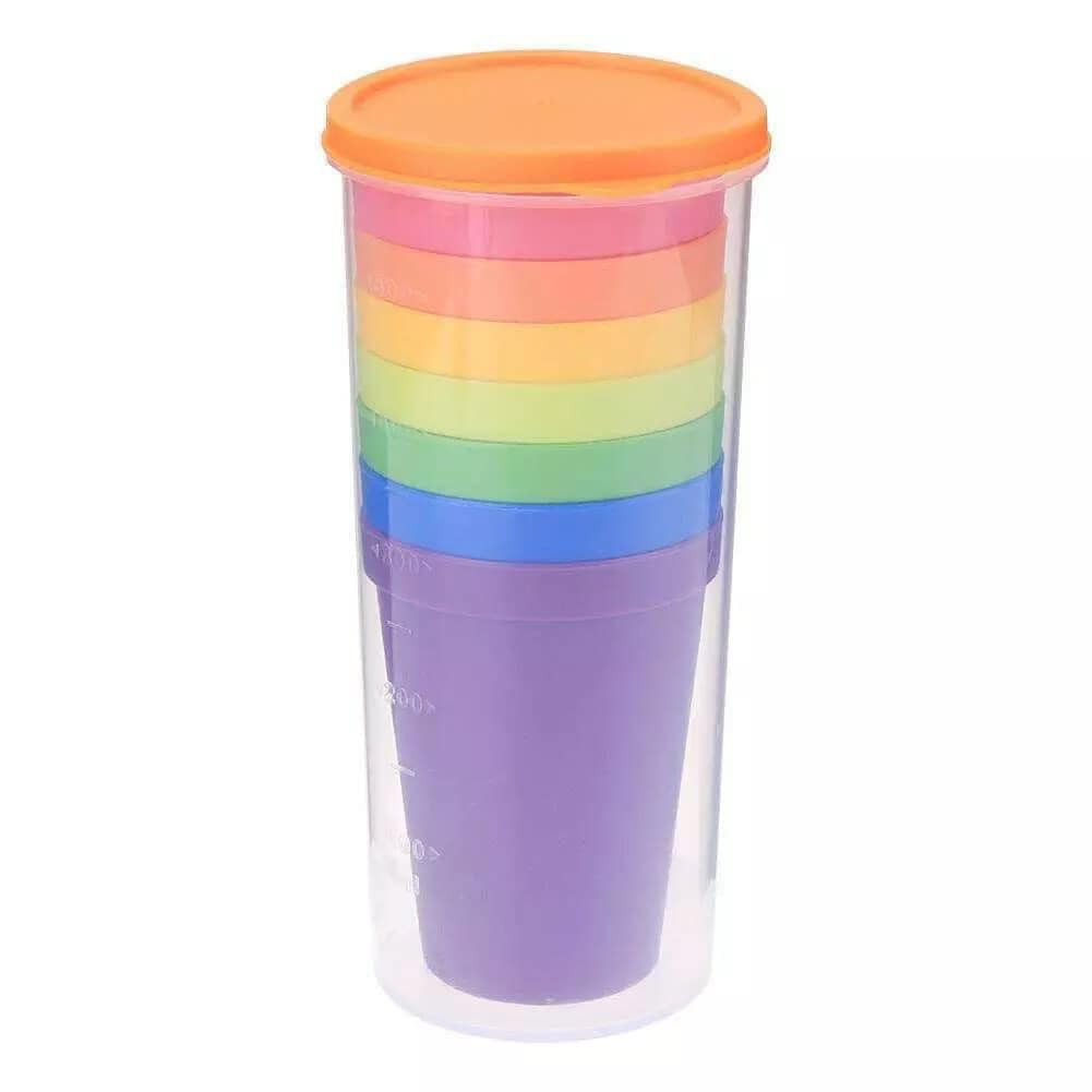 Bộ 7 Cốc Nhựa 7 Màu Uống Nước Nhỏ Gọn Tiện Dụng Mang Theo Du Lịch