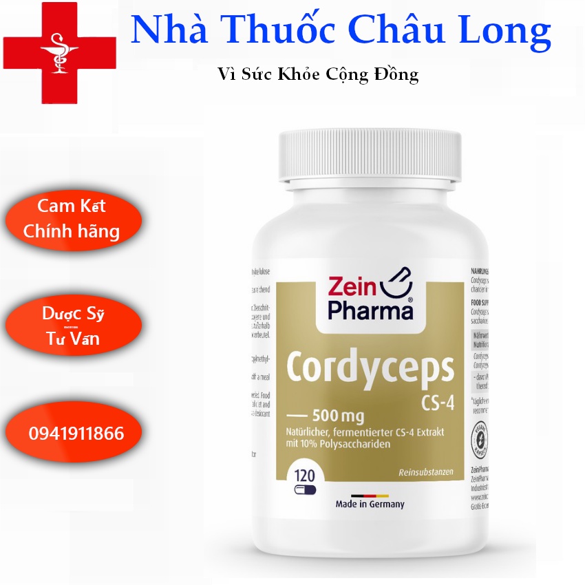 Đông Trùng Hạ Thảo Zeinpharma Cordyceps CS-4 500 mg, 120 Viên Nang - Hàng nội địa Đức