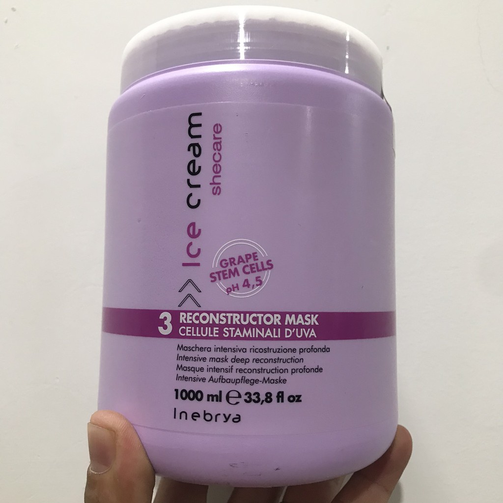 Dầu hấp tóc, mặt nạ dành cho tóc hỏng, yếu Inebrya Ice Cream Reconstructor Mask 1000ml