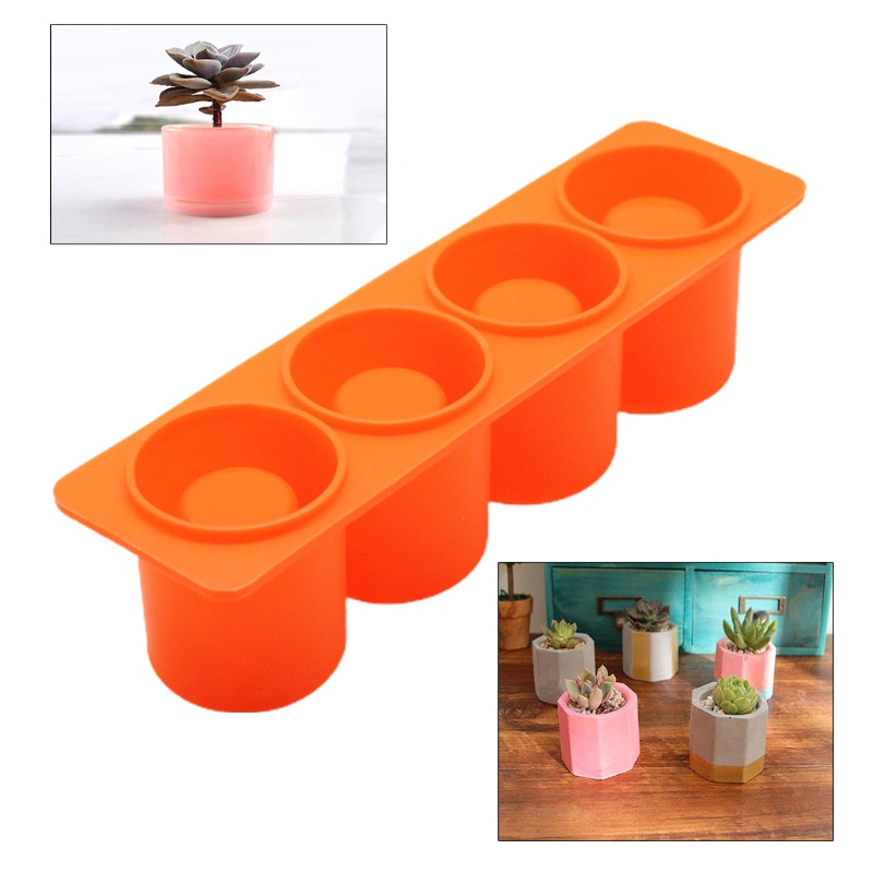 Khuôn Silicone Làm Chậu Trồng Cây Mọng Nước 4 Lỗ Tiện Dụng