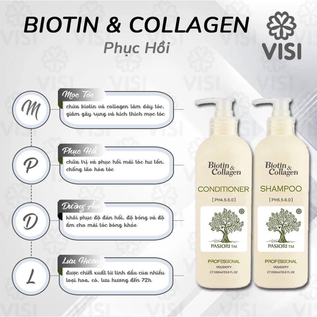 Bộ Dầu Gội Xả Biotin&Collagen 500+500ml Màu Xanh Lá Phục Hồi Và Kiểm Soát Dầu