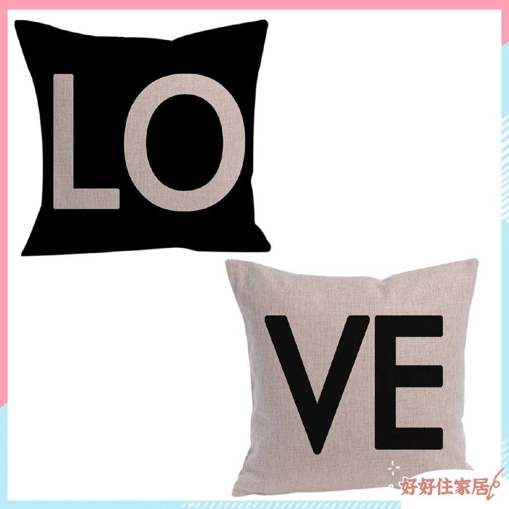 Vỏ gối ghế sofa vải lanh cotton họa tiết chữ Love xinh xắn mềm mại