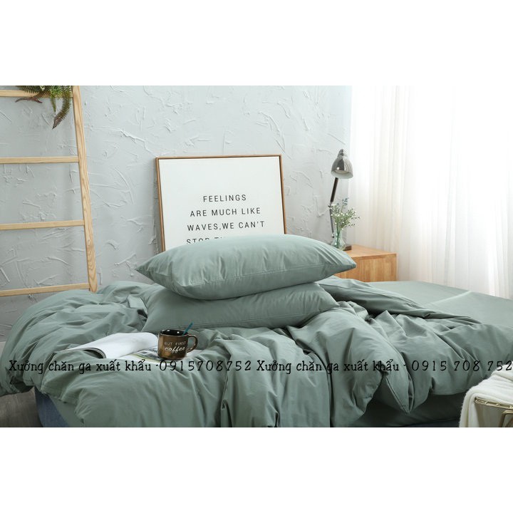 Bộ Chăn Ga Gối Cotton Đũi Màu Trơn (Chat chọn mẫu) | BigBuy360 - bigbuy360.vn