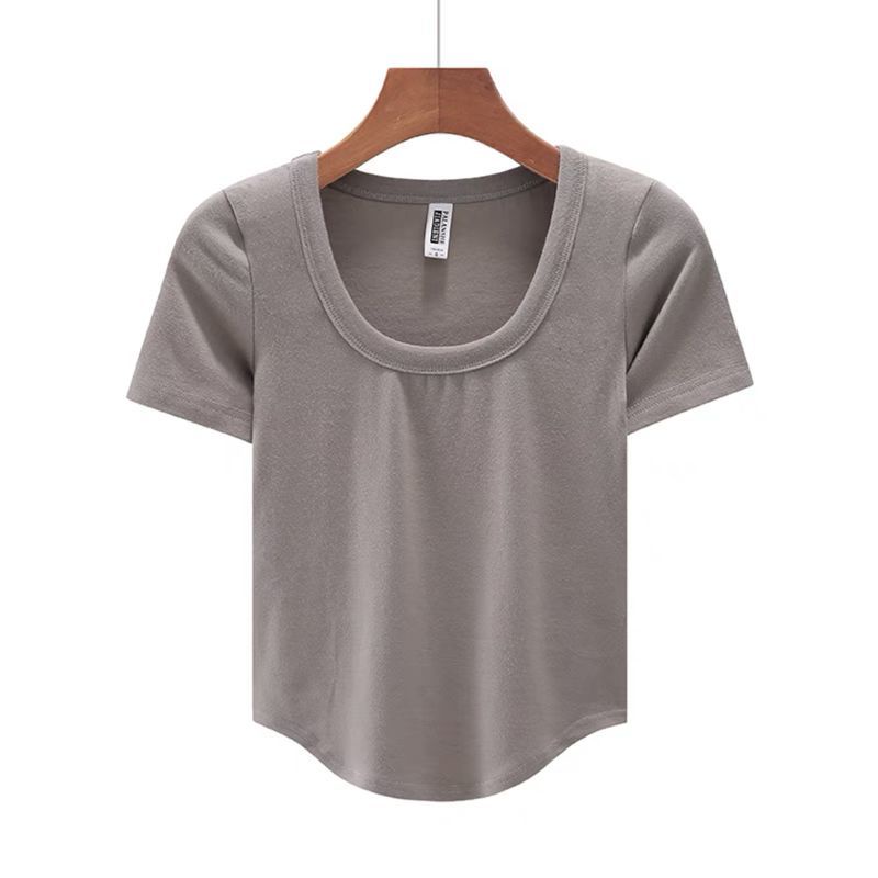 Áo thun JSC ngắn tay ôm dáng phong cách cổ điển Mỹ cho nữ