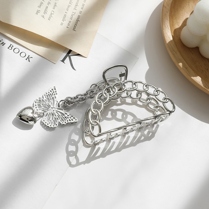 Kẹp Tóc Hình Cánh Bướm Màu Bạc Thời Trang Cho Nữ