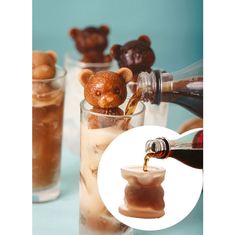 Khuôn Silicone Làm Nước Đá/Chocolate Hình Gấu Teddy 3D