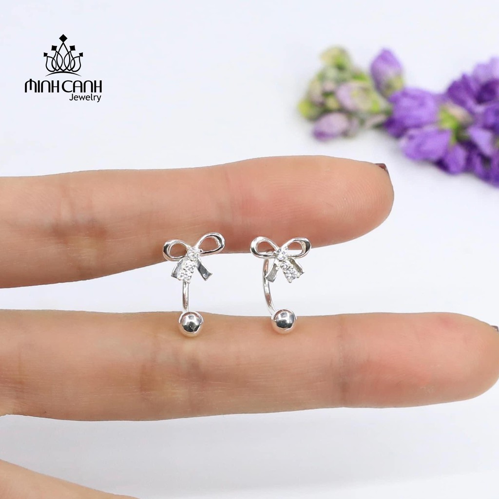 Bông Tai Bạc Nơ Bi Tròn Thời Trang - Minh Canh Jewelry