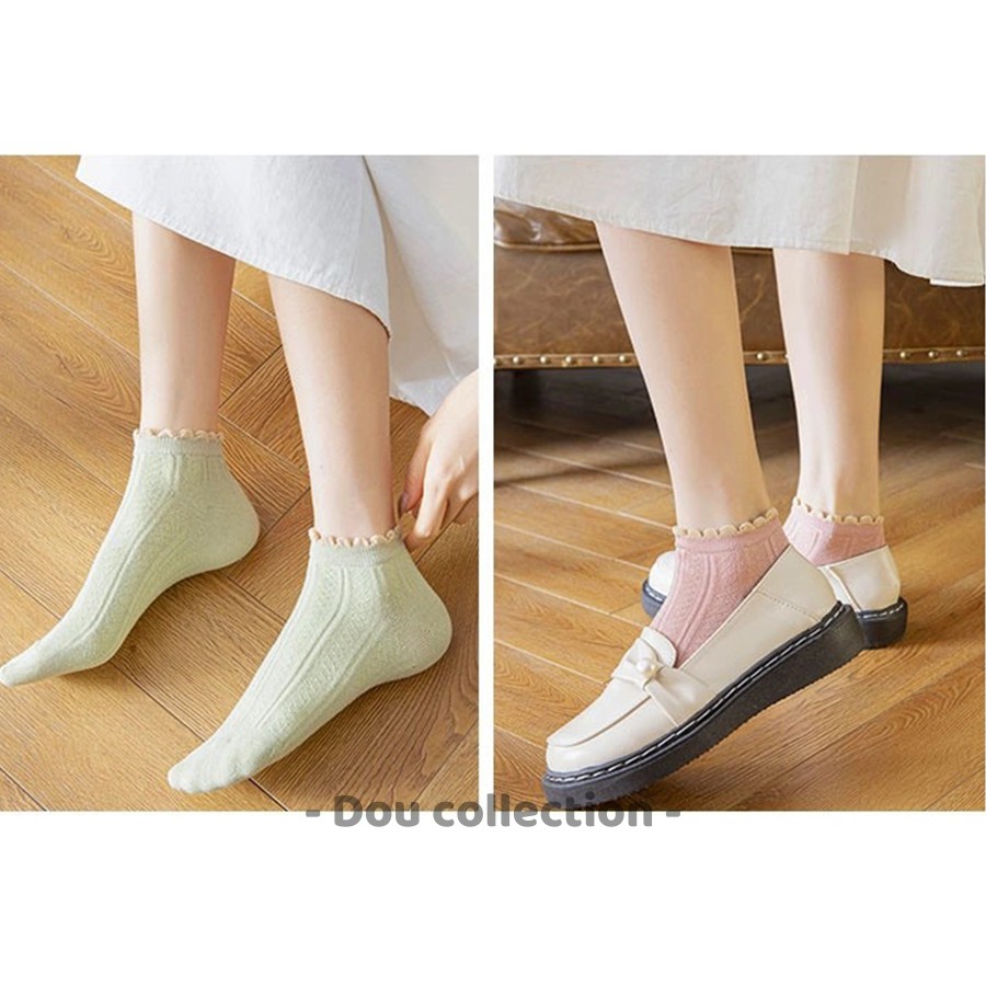 [Nowship2h] Vớ Tất Nữ Ngắn Cotton Viền Sóng  Phong Cách Nhật Bản Dễ Thương - Mã TV008