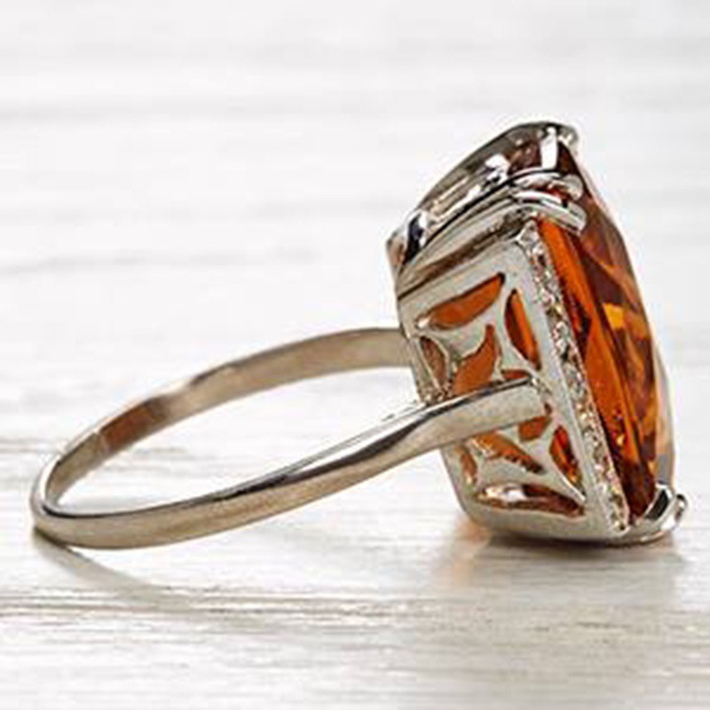 Nhẫn mạ bạc 925 mặt vuông đính đá Topaz