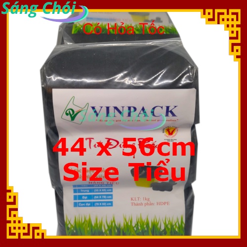 1kg [Size Tiểu 44 x 56 cm Đựng Thùng 5L] Túi Đựng Rác Cuộn Tự Phân Hủy Sinh Học Đen (Túi Rác 3 Cuộn) - Vinpack