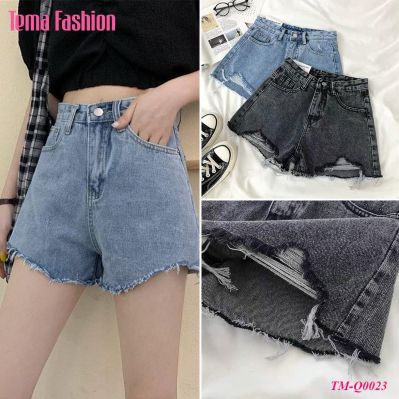 Quần short jean nữ TEMA - Quần đùi bò dày dặn rách gấu siêu cá tính | BigBuy360 - bigbuy360.vn