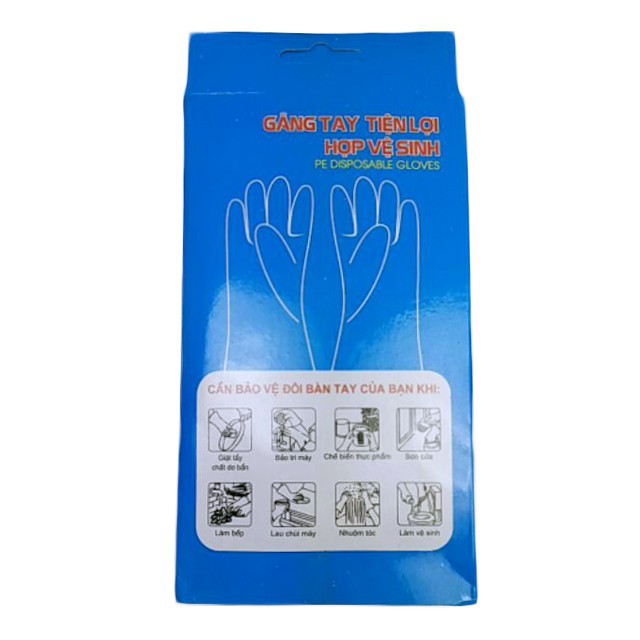 Hộp 100 chiếc găng tay nilon dùng 1 lần - Tienich247