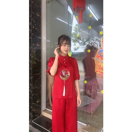 thời trang nữ cổ tàu lụa cao cấp, áo lam đi chùa, đồ lam phật tử