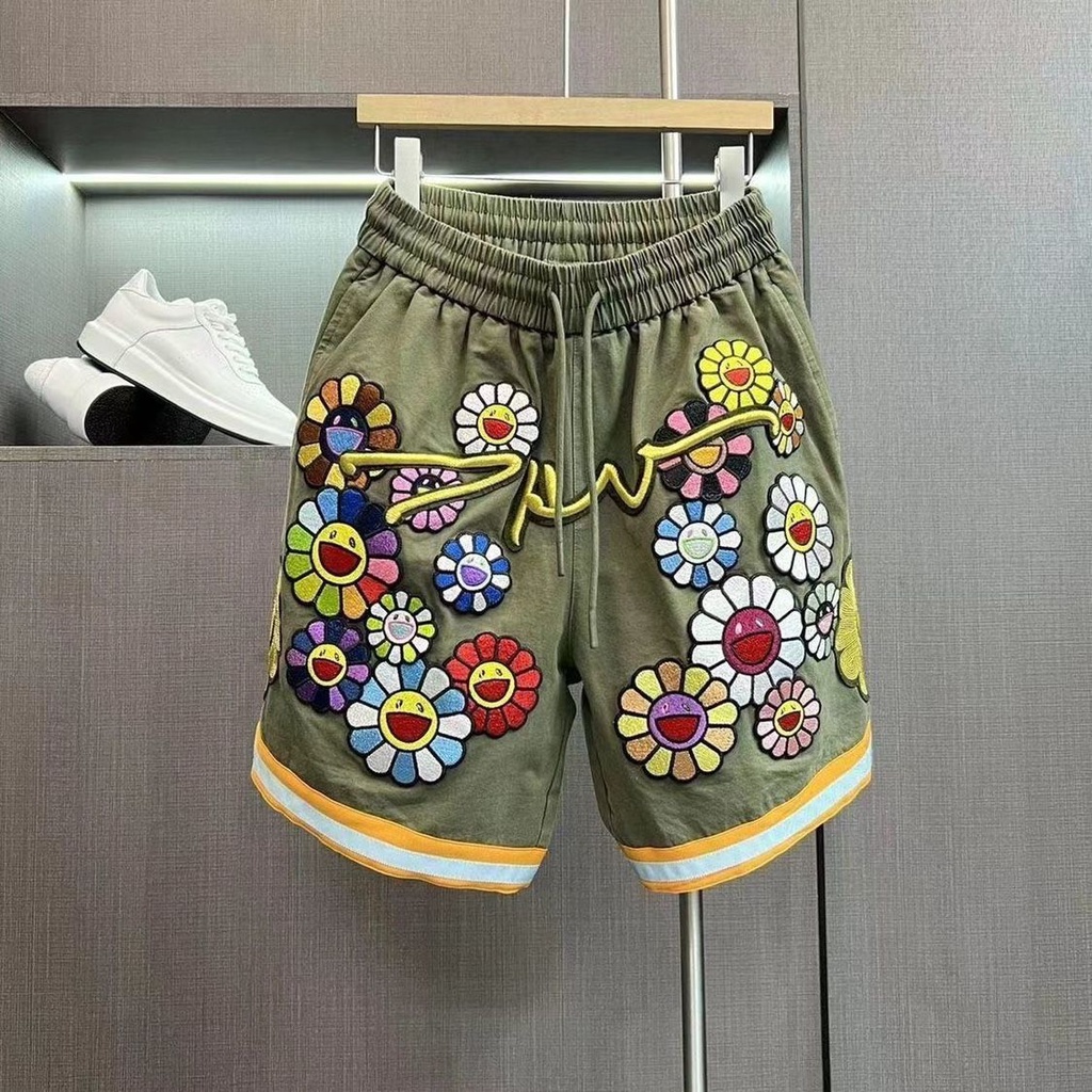 Quần Short Nam Ống Rộng Họa Tiết Hoa Hướng Dương Thời Trang