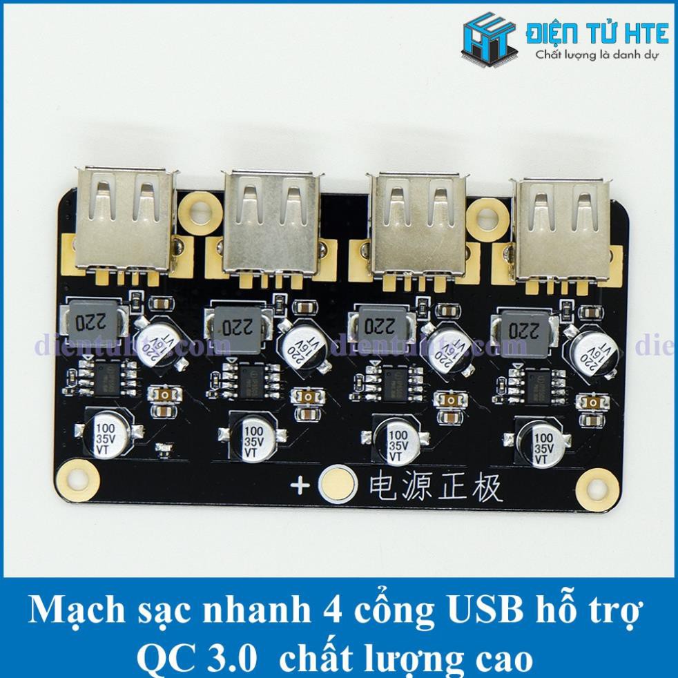 Mạch sạc nhanh 4 cổng USB hỗ trợ chuẩn QC3.0 và nhiều chuẩn khác [HTE Quy Nhơn CN2]