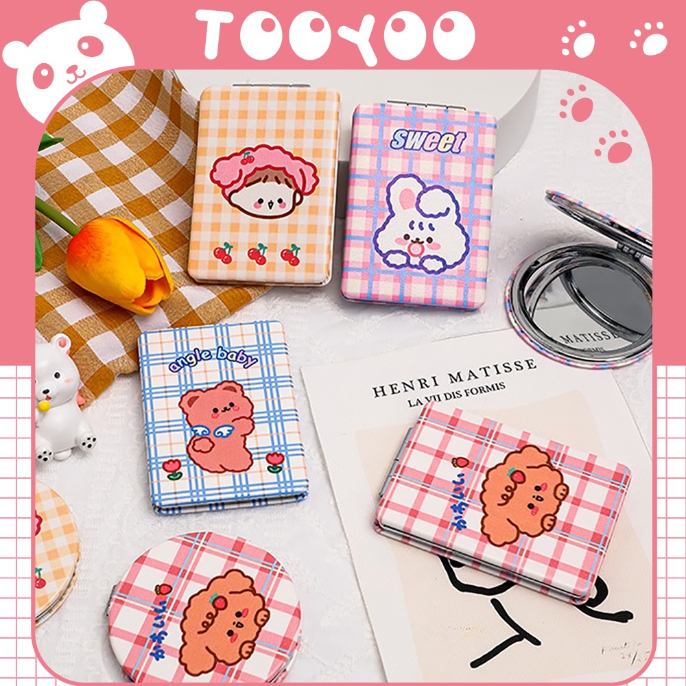 Gương mini 2 mặt bọc da nhiều mẫu dễ thương cute TooYoo TY0093