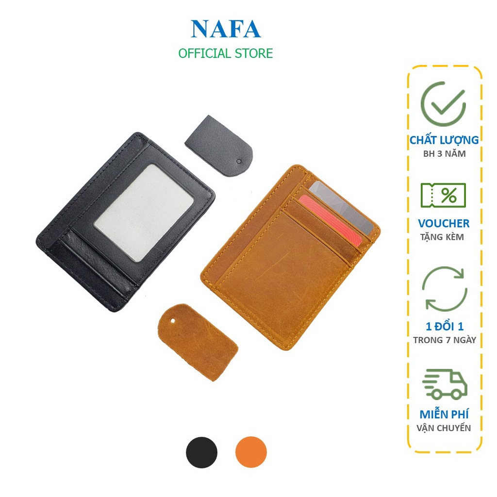 Ví đựng thẻ, namecard da bò thật siêu mỏng thời trang NAFA CH108