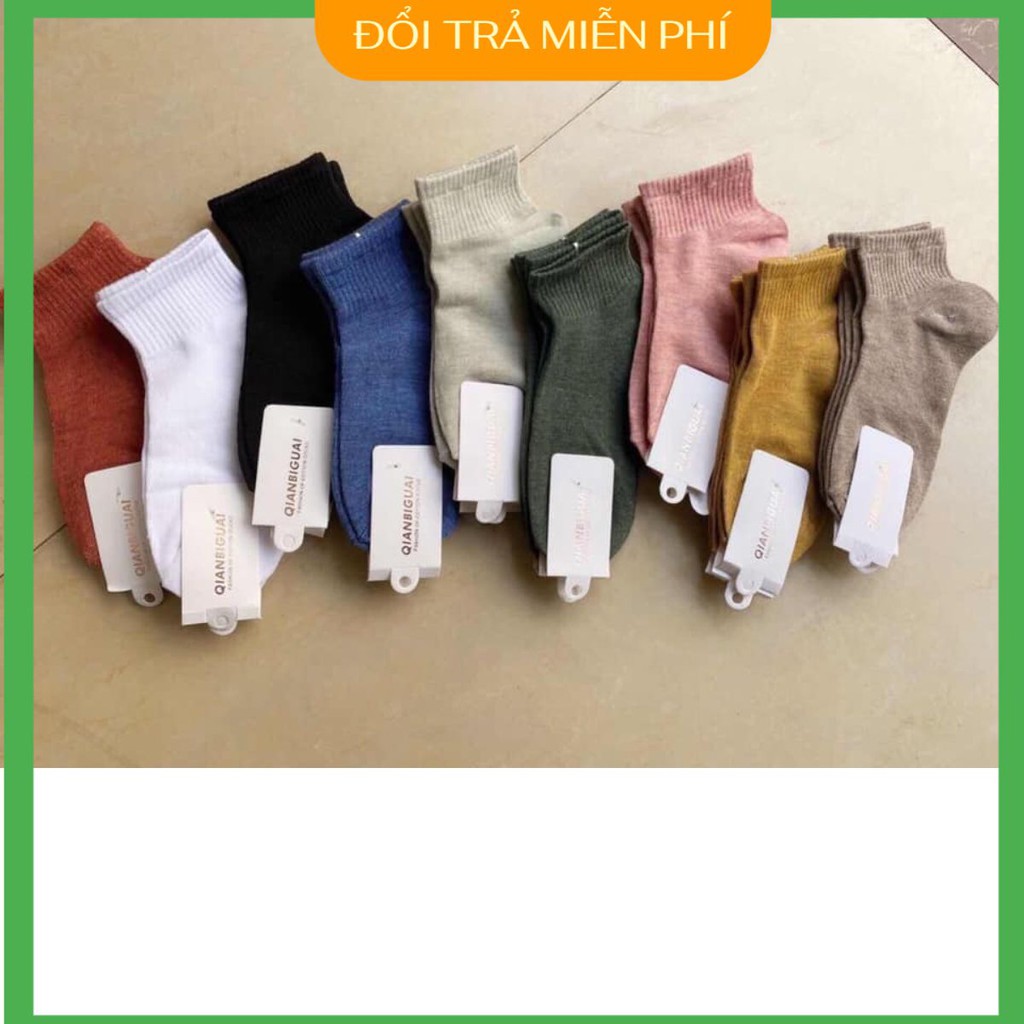 Tất nữ cổ trung FREESHIP Set 5 Đôi Tất Nữ Cổ Trung Thể Thao Kháng Khuẩn Chống Hôi Chân Bít Tất Dệt Kim