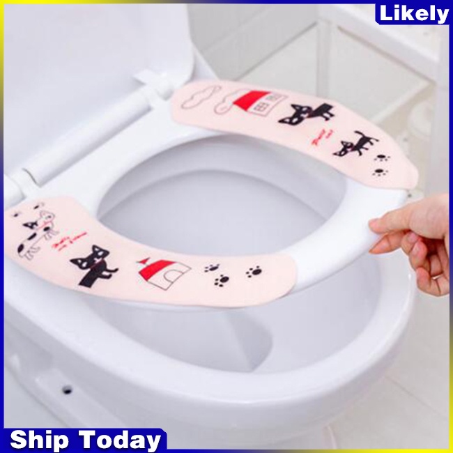 Bộ 2 miếng lót bệ ngồi bồn cầu bằng vải nỉ + PVC dày dặn chống thấm nước họa tiết hoạt hình dễ thương