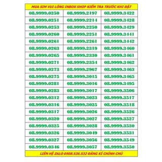 Sim tứ quý 9999 giữa  mobifone