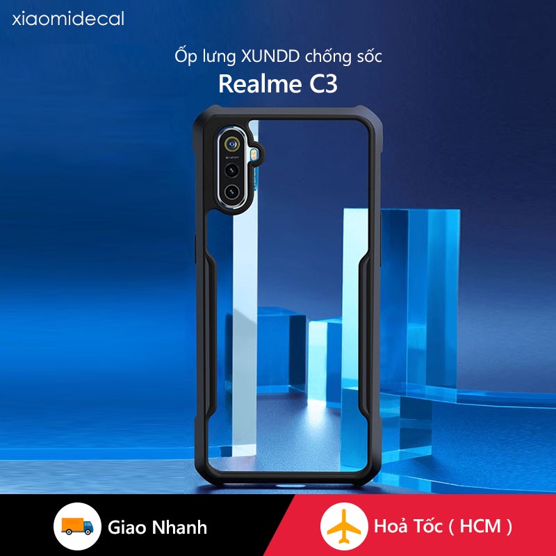 Ốp lưng XUNDD Realme C3 Mặt lưng trong suốt, Chống sốc, Viền TPU, Chống sốc