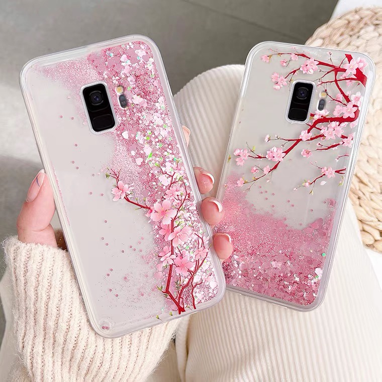Ốp Điện Thoại TPU Mềm Họa Tiết Hoa Phối Kim Tuyến Cho Samsung Galaxy A6 A8 Plus 2018 J8 J6 J4 S9 A7 2018 A750 A9