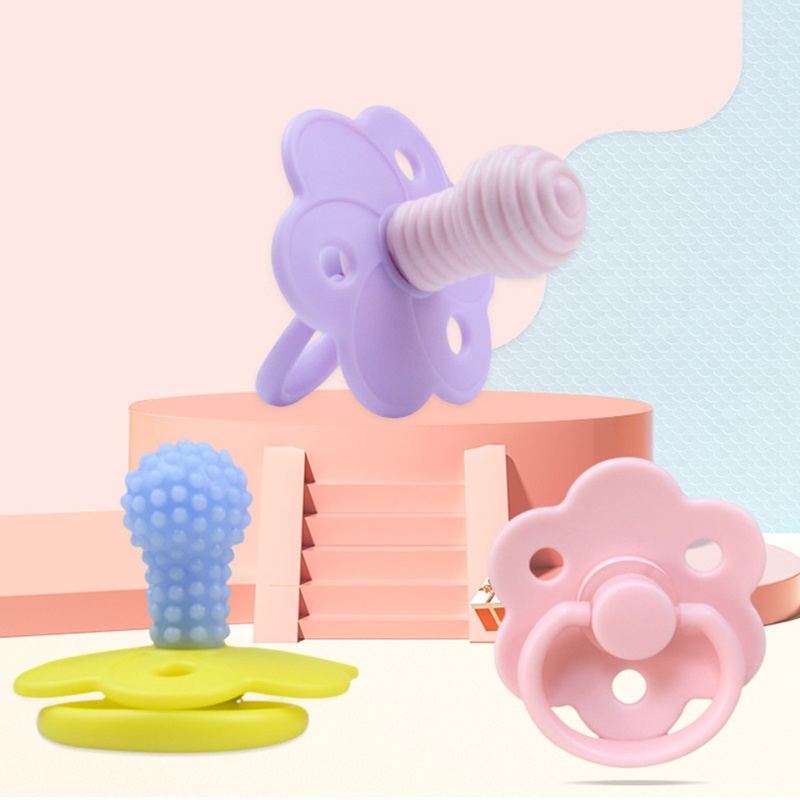 Núm Vú Giả Silicone 3 Lỗ Có Tay Cầm Có Thể Gấp Gọn Cho Bé Sơ Sinh 0-6 Tháng Tuổi