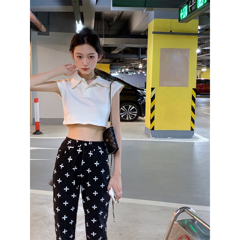 QKOOLE  Áo Thun Croptop Nữ Tay Ngắn Màu Trơn Phong Cách Hàn Quốc