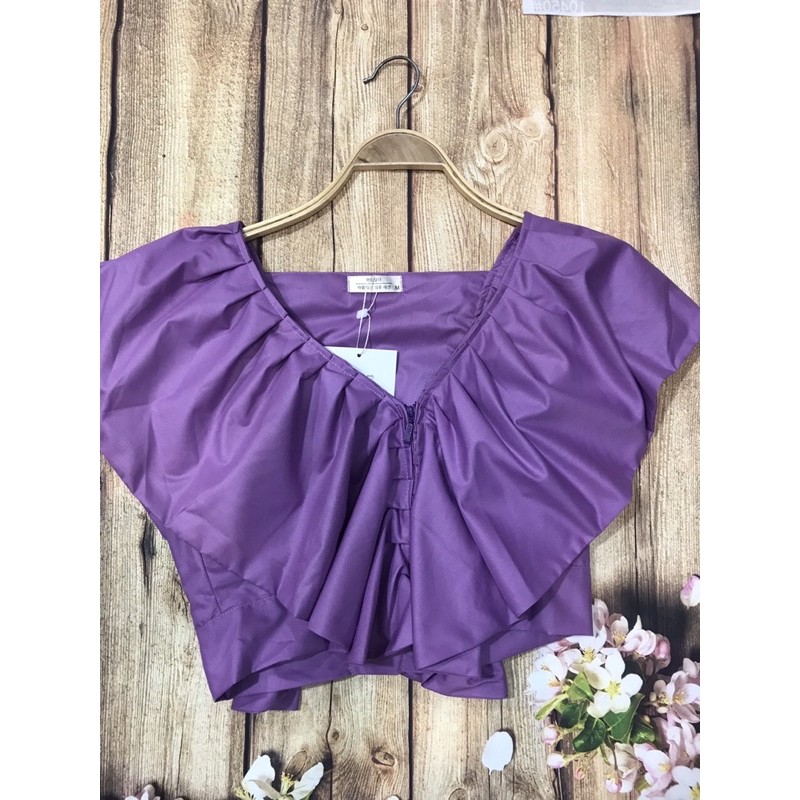 Áo bèo rũ cổ chữ V tay cánh tiên