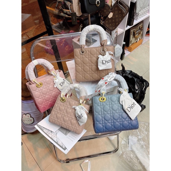 Túi xách nữ Dior lady 5 ô pha màu - dior loang
