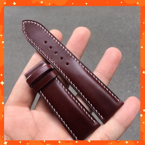Dây Da Đồng Hồ Nam, Dây Đồng Hồ Da Bò Pullup Nhập Khẩu Màu Nâu Đỏ Handmade Đủ Size Cao Cấp