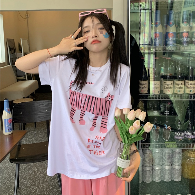 NRVP Áo Thun Nữ Tay Ngắn In Hình Phong Cách Hàn Quốc Thời Trang Mùa Hè 2022