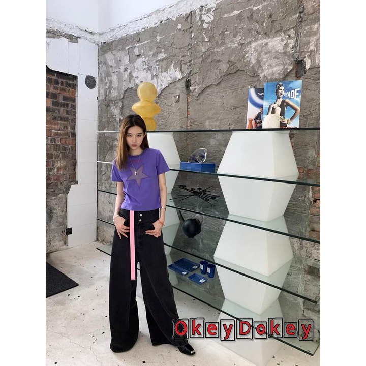 Áo Thun Lưới Croptop Ngắn Tay Cổ Tròn Thêu Họa Tiết Ngôi Sao Thời Trang Mùa Hè Cho Nữ