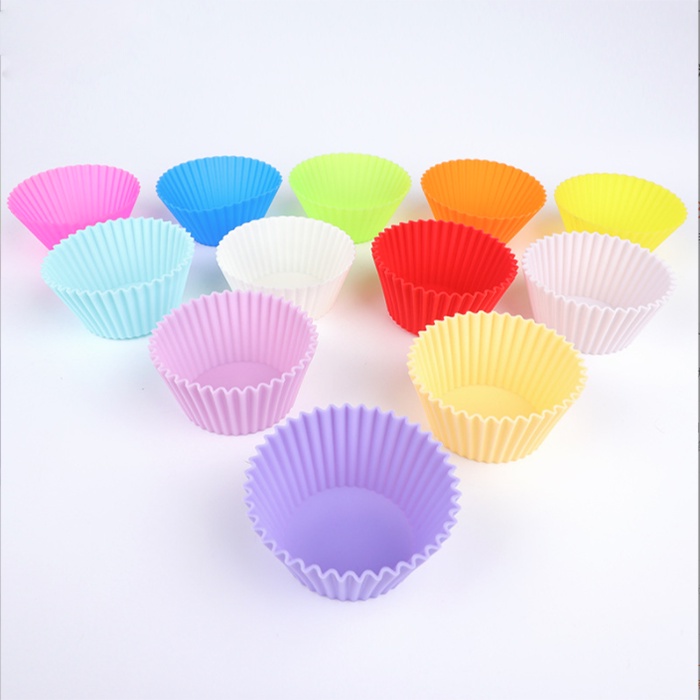 Khuôn cupcake silicon tròn 7cm làm bánh mì munffi bông lan cho bé AD76