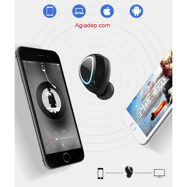 Tai nghe không dây Bluetooth 5.0 cảm ứng chạm - Hàng siêu cấp Sansui Chống nước khi bơi IPX7 - Best of the Best