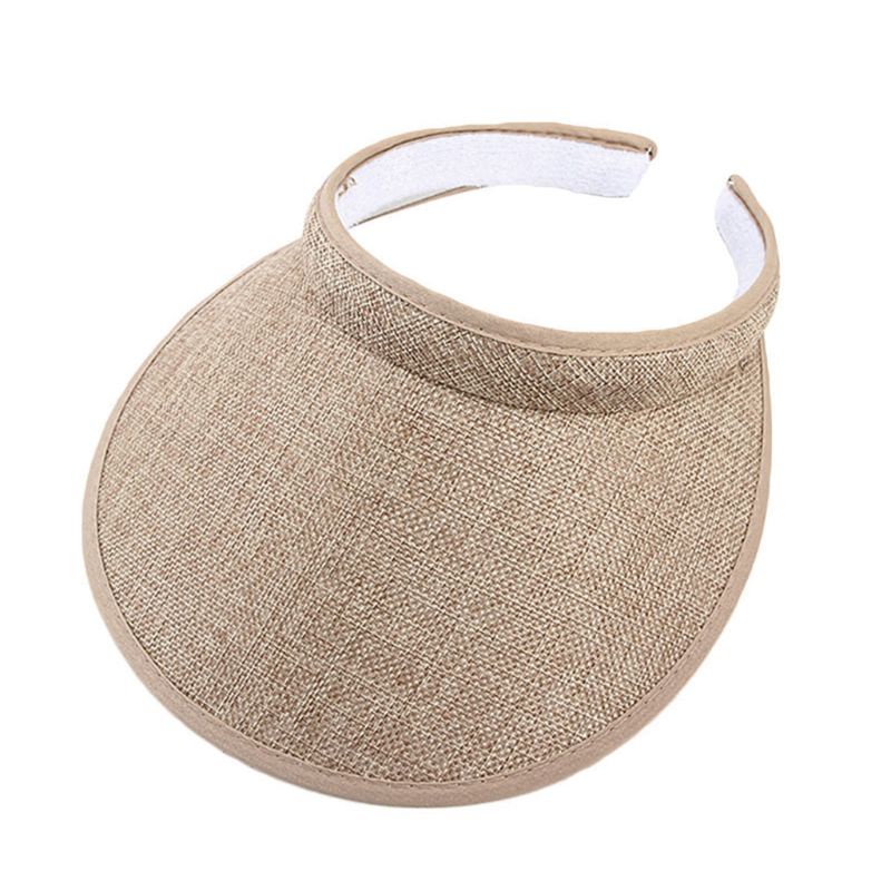 Mũ chống nắng hở chóp bằng vải linen màu trơn có thể điều chỉnh cho nam và nữ